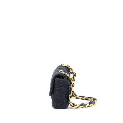 Chanel Flap Shoulder Bag with Giant Chain Denim Dark Blue Brushed  (Microchip)