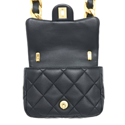 Chanel 22S Giant Chain Flap Shoulder Bag Lambskin Black  (Microchip)