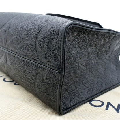 LOUIS VUITTON Onthego PM Monogram Empreinte Tote Shoulder Bag Black