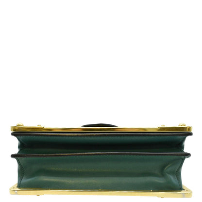 PRADA Cahier Swarovski Crystals Leather Shoulder Bag Green