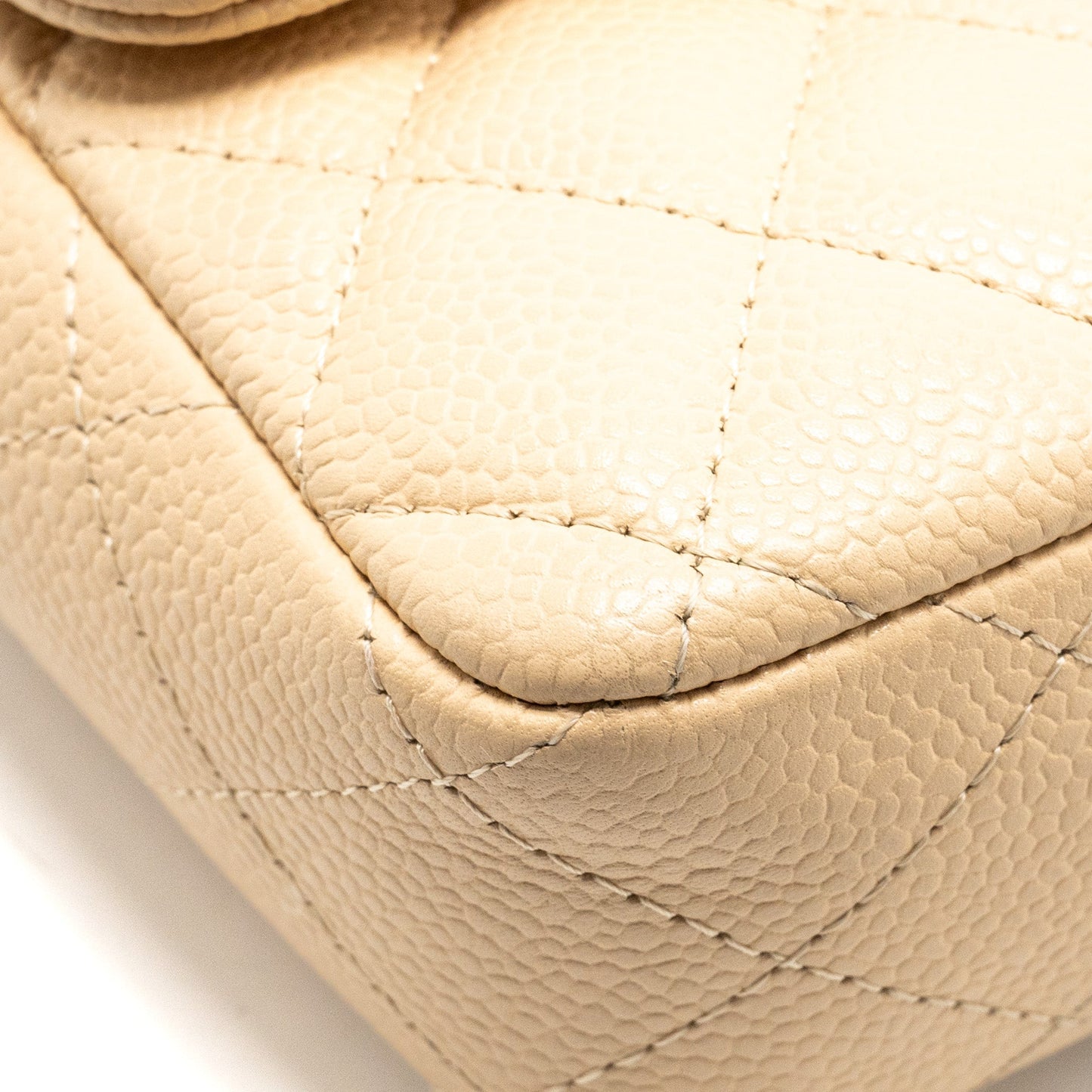 Chanel East-West Flap Shoulder Bag Caviar Beige