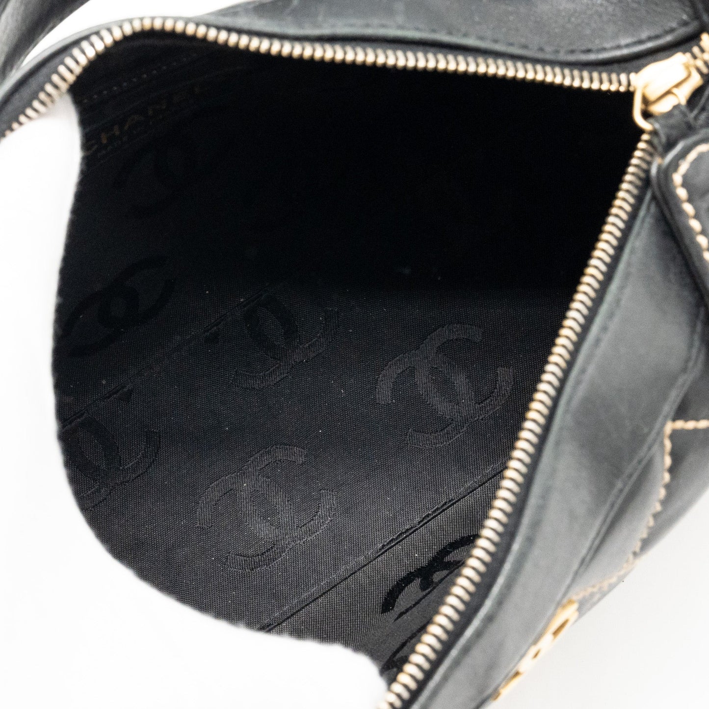 Chanel Vintage Wild Stitch Shoulder Bag Calfskin Black