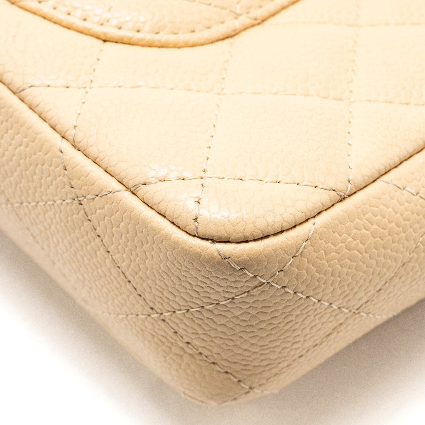 Chanel East-West Flap Shoulder Bag Caviar Beige