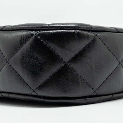 Chanel 23k Small Hobo Shoulder Bag Calfskin Black  (microchip)