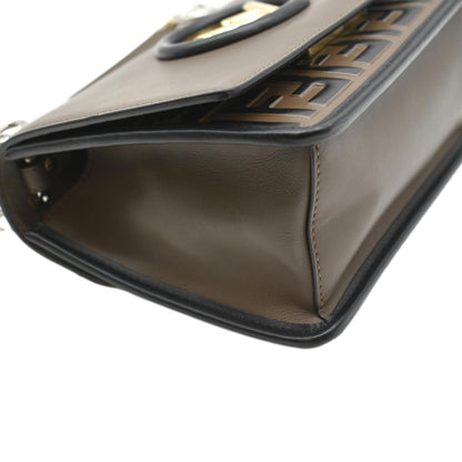 FENDI Kan I F Zucca Leather Shoulder Bag Brown