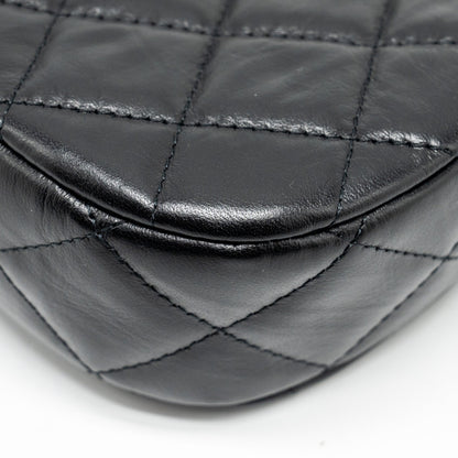 Chanel 23k Small Hobo Shoulder Bag Calfskin Black  (microchip)