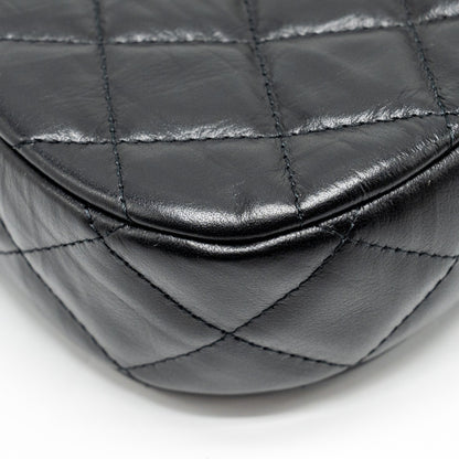 Chanel 23k Small Hobo Shoulder Bag Calfskin Black  (microchip)