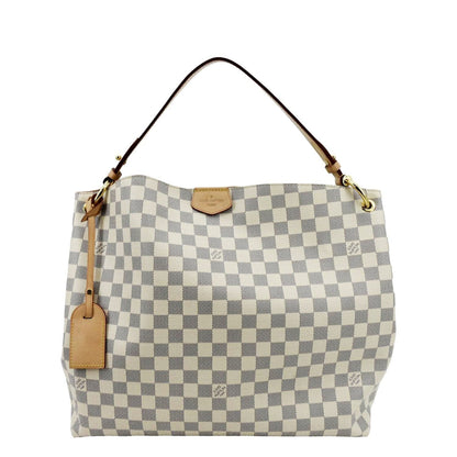 LOUIS VUITTON Graceful MM Damier Azur Hobo Shoulder Bag White