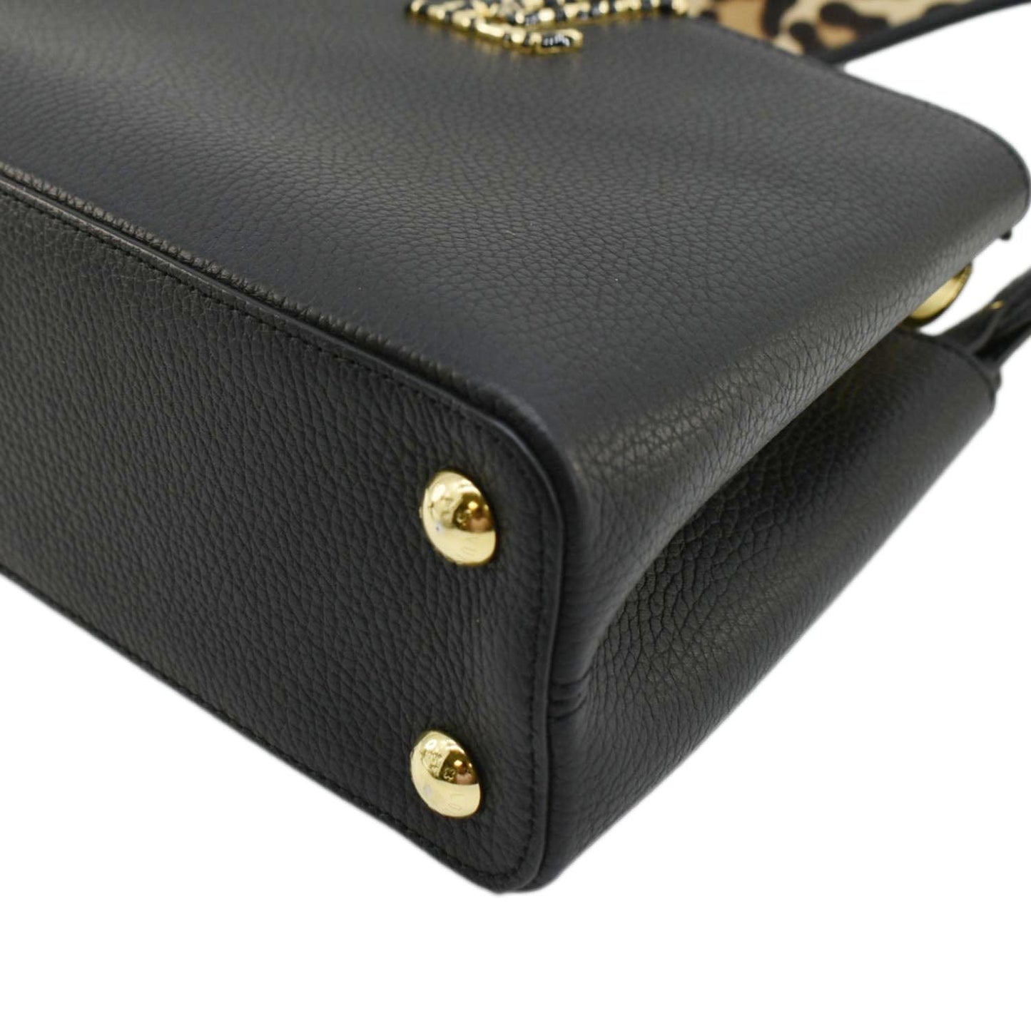 LOUIS VUITTON Capucines BB Leopard Taurillon Leather Shoulder Bag Black