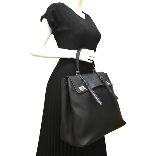 PRADA 2way Leather Tote Shoulder Bag Black BN2815