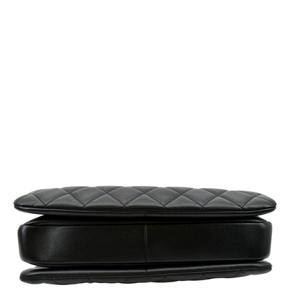 CHANEL Trendy CC Top Handle Flap Quilted Leather Shoulder Bag Black