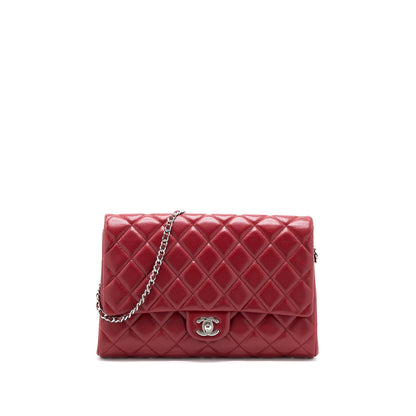 Chanel Classic Timeless Flap Clutch with Chain Caviar Red