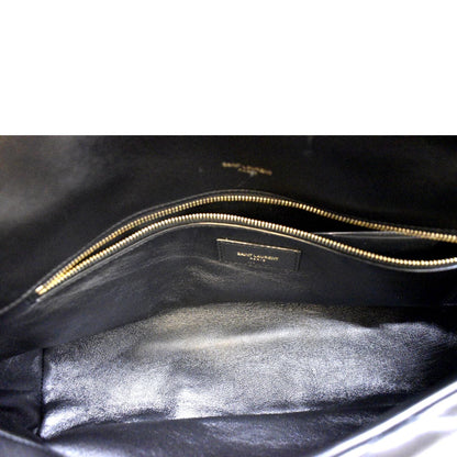 YVES SAINT LAURENT Sade Large Quilted Leather Clutch Bag Black