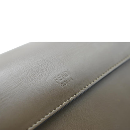 FENDI Kan I F Zucca Leather Shoulder Bag Brown