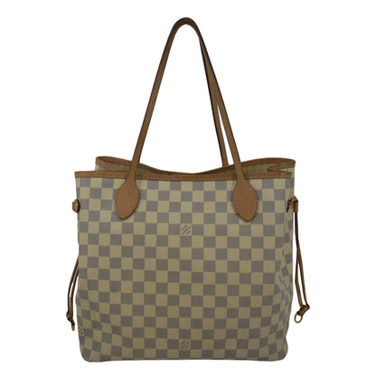 LOUIS VUITTON Neverfull MM Damier Azur Shoulder Bag White