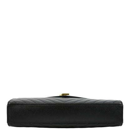 YVES SAINT LAURENT Large Envelope Flap Matelasse Leather Shoulder Bag Black