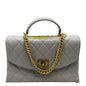 CHANEL Trendy Spirit Top Handle Quilted Leather Shoulder Bag Grey