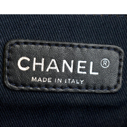 CHANEL Deauville Medium Bowling Denim Shoulder Bag Blue