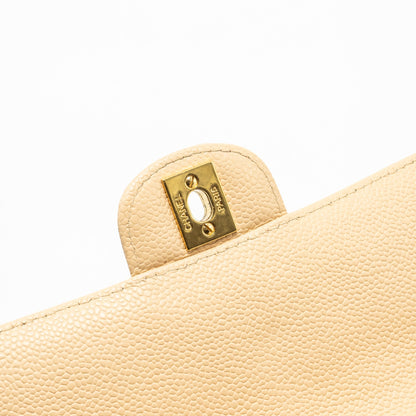 Chanel East-West Flap Shoulder Bag Caviar Beige