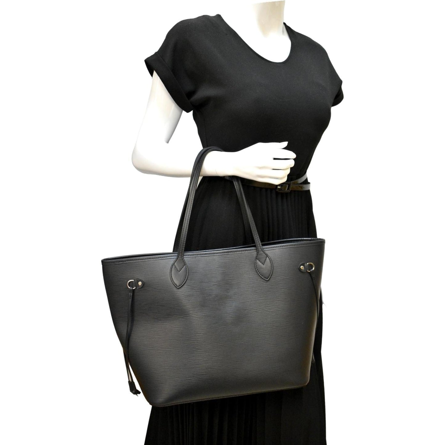 LOUIS VUITTON Neverfull Epi Leather Tote Shoulder Bag Black