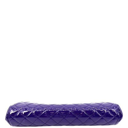 CHANEL Timeless Quilted Patent Leather Clutch Bag Purple