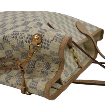 LOUIS VUITTON Neverfull MM Damier Azur Shoulder Bag White