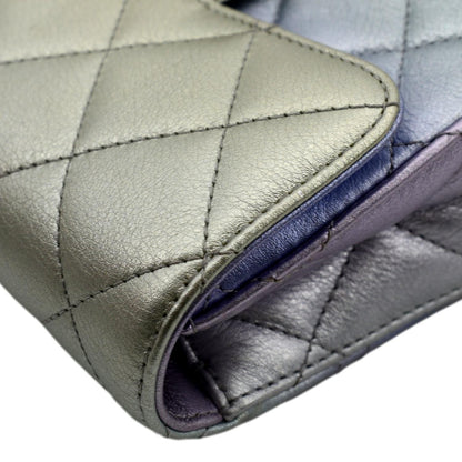 CHANEL Gradient Metallic Quilted Calfskin Leather Clutch Bag Silver