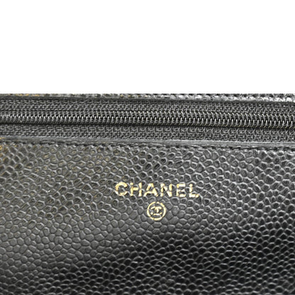 CHANEL Boy Woc Caviar Leather Wallet On Chain Clutch Bag Black