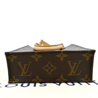 LOUIS VUITTON Petit Sac Plat Monogram Canvas Shoulder Bag Brown