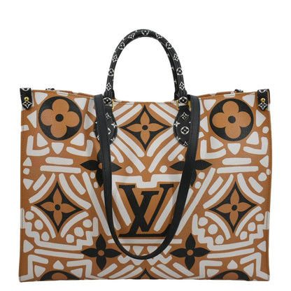 LOUIS VUITTON Onthego GM Crafty Monogram Giant Canvas Shoulder Bag Caramel