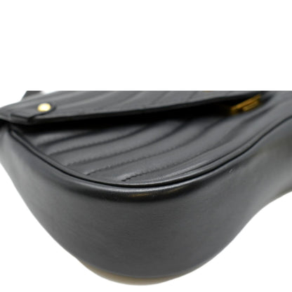 LOUIS VUITTON New Wave Chain MM Calfskin Leather Shoulder Bag Black