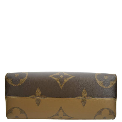 LOUIS VUITTON Onthego MM Giant Monogram Canvas Tote Shoulder Bag Brown
