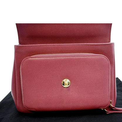CHANEL Business Affinity Medium Flap Quilted Caviar Shoulder Bag Pink