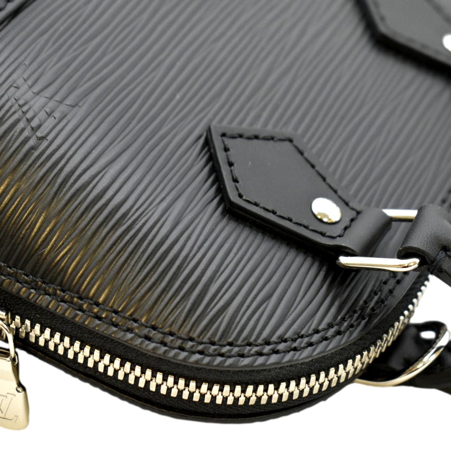 LOUIS VUITTON Nano Alma Epi Leather Top Handle Shoulder Bag Black