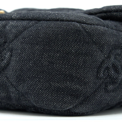 Chanel Flap Shoulder Bag with Giant Chain Denim Dark Blue Brushed  (Microchip)