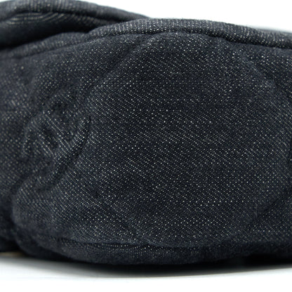 Chanel Flap Shoulder Bag with Giant Chain Denim Dark Blue Brushed  (Microchip)