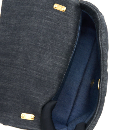 Chanel Flap Shoulder Bag with Giant Chain Denim Dark Blue Brushed  (Microchip)