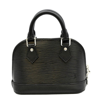 LOUIS VUITTON Nano Alma Epi Leather Top Handle Shoulder Bag Black