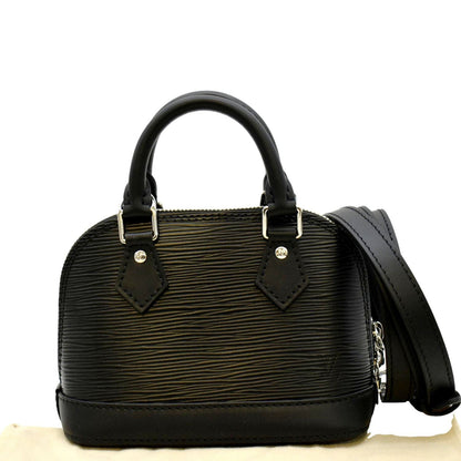 LOUIS VUITTON Nano Alma Epi Leather Top Handle Shoulder Bag Black