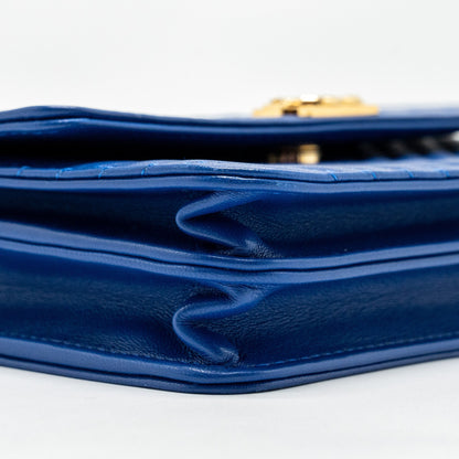 Chanel Boy Clutch with Chain  Chervon Lambskin Blue