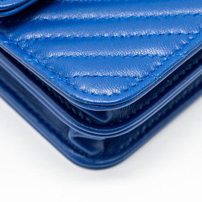 Chanel Boy Clutch with Chain  Chervon Lambskin Blue