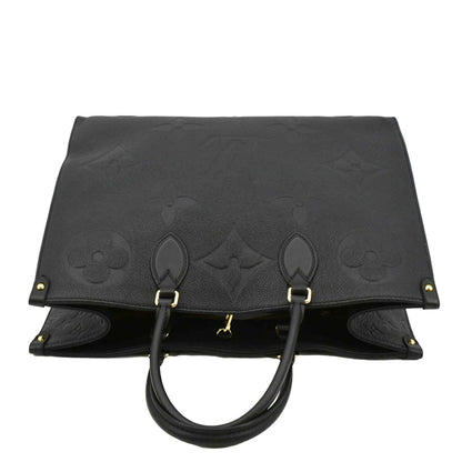 LOUIS VUITTON Onthego GM Monogram Empreinte Leather Tote Shoulder Bag Black
