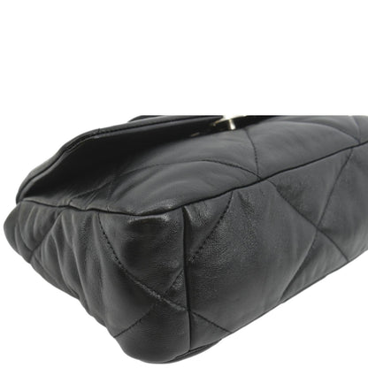 CHANEL 19 Small Flap Quilted Lambskin Leather Shoulder Bag Black - Final Sale