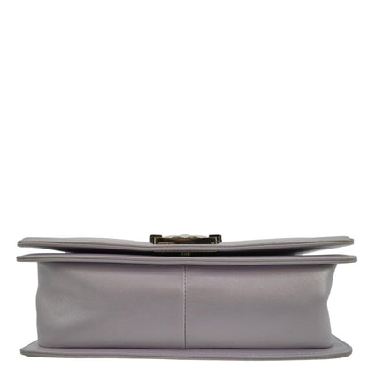 CHANEL Medium Boy Flap Metallic Chevron Shoulder Bag Light Purple