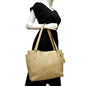 PRADA Vitello Daino Side-Pocket Leather Tote Shoulder Bag Beige
