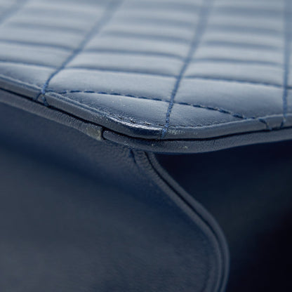Chanel Quilted Shoulder Bag Goatskin Blue Ruthenium