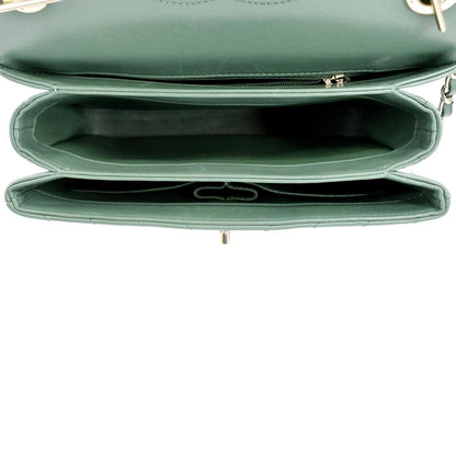 CHANEL Trendy CC Chevron Top Handle Flap Shoulder Bag Green