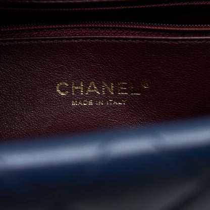 Chanel Quilted Shoulder Bag Goatskin Blue Ruthenium