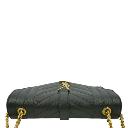 YVES SAINT LAURENT Small Envelope Matelassé Leather Shoulder Bag Green