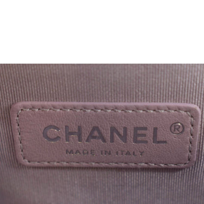 CHANEL Medium Boy Flap Metallic Chevron Shoulder Bag Light Purple